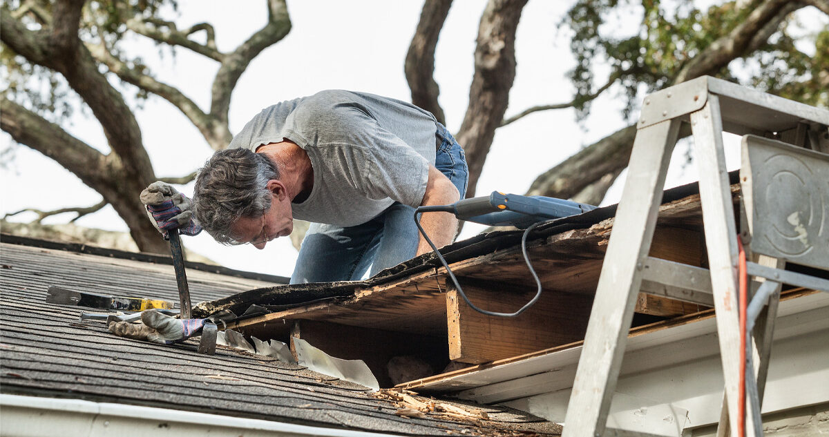 Homeowner Making Diy Roofing Repairs